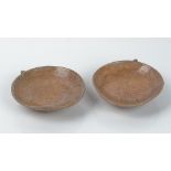 A pair of unusual Chinese peach shaped shallow bowls, possibly Zhanzhou ware, Ming dynasty,