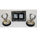 A pair of silver mounted menu holders,