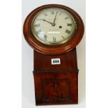 A small 19th century mahogany Drop Dial wall timepiece,