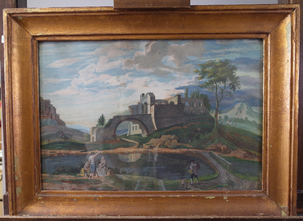 Italian School, early 19th Century, Figures in an Arcadian landscape, gouache, - Image 2 of 2