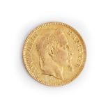 A France Napoleon III gold 20 francs, 1864 (has probably been mounted in the past).