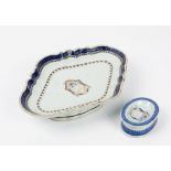 A Chinese export porcelain oval salt, circa 1790,