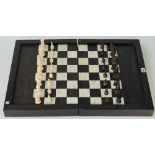 A French bone 'Regence' pattern chess set,