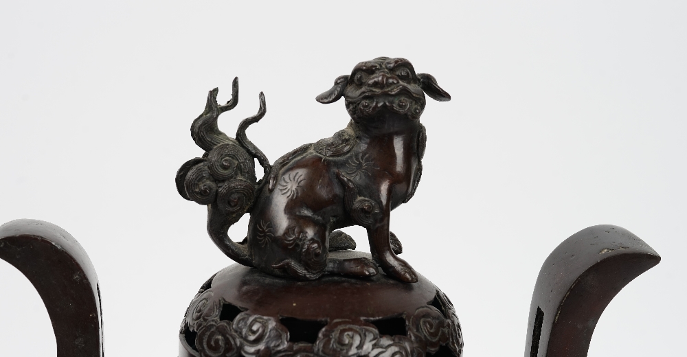 A Chinese bronze two-handled censer, 19th century, - Image 2 of 4