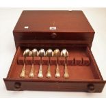 Silver KIng's pattern table flatware, comprising; ten tablespoons and twelve soup spoons,