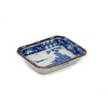 A small Japanese blue and white rectangular dish, Edo/ Meiji period,