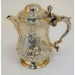 A Victorian silver pear shaped jug, Robert Hennell, London 1866, adapted from a mug,