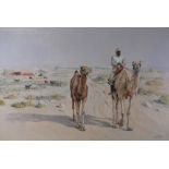 Ali Sharif (20th Century), A man riding a camel in an arid landscape,