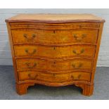 A George III style floral marquetry inlaid satinwood serpentine commode,