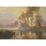 Attributed to Albert-Gabriel Rigolot (French, 1862-1932), River landscape at dawn,