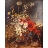 European School, late 19th/early 20th Century, Still life of flowers, oil on canvas, 44 x 35.