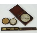 A 19th century leather-cased compensated pocket barometer and altimeter,