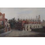 English School, 20th Century, An Eton street, Eton College Chapel beyond,