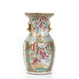 A Canton famille-rose baluster vase, 19th century,