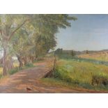 Einar Parslev (Danish, 1891-1977), A country lane in a landscape,