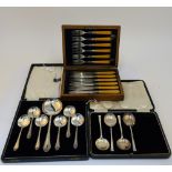 A part set of four silver small soup spoons, Sheffield 1936, weight 131 gms,