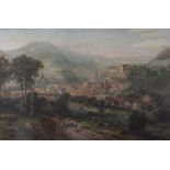 German School, 19th Century, Baden Baden, lithograph with hand colouring,