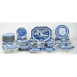 A large composite set of Canton blue and white export porcelain, 19th century,