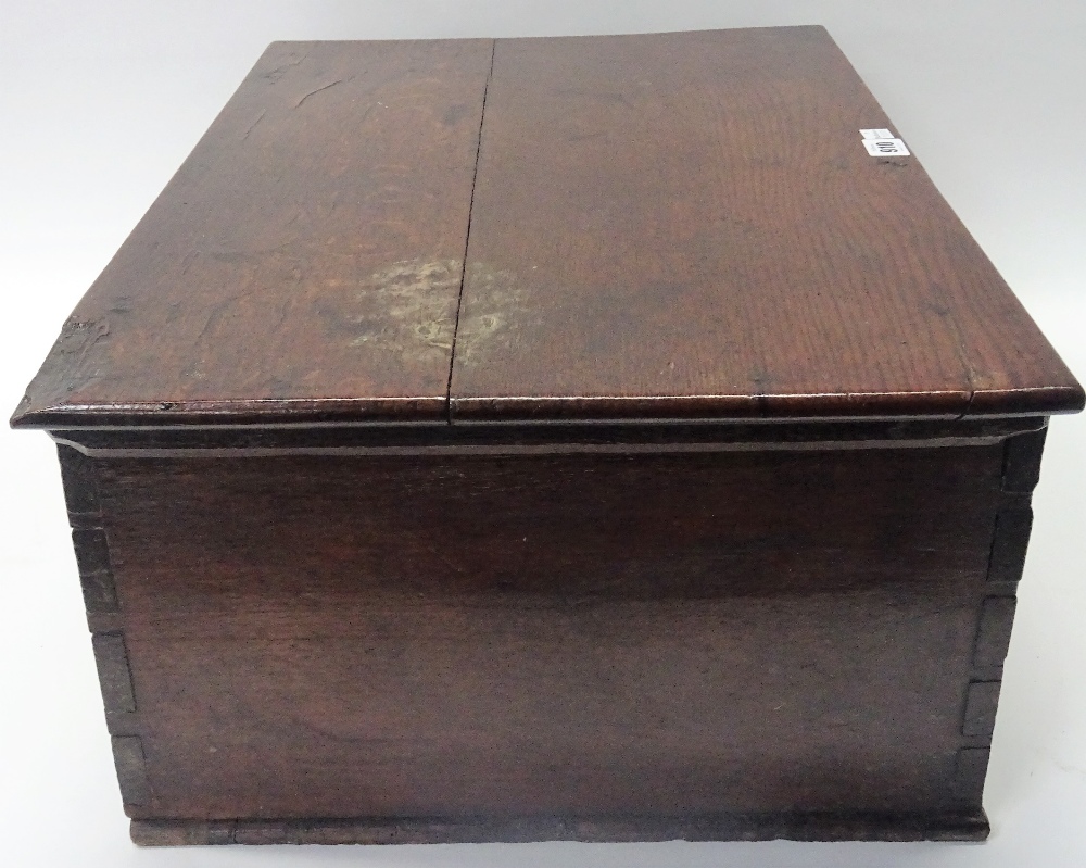 An 18th century oak bible box of plain plank construction, 63cm wide x 25cm high. - Image 2 of 9