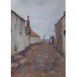 Henry Edgar Crockett (British, 1870-1926), A fishing village street scene, oil on canvas,