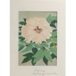 Benji Asada ( 1899-1984), two Japanese woodblock prints, `Lily' and `Peony', signed in pencil, 18.
