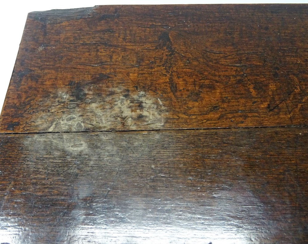 An 18th century oak bible box of plain plank construction, 63cm wide x 25cm high. - Image 6 of 9