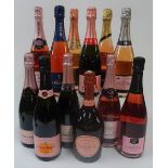 Rosé Champagne: Booths Brut; Veuve Clicquot Brut; Lombard Extra Brut Premier Cru;