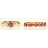A 9ct gold ring, claw set with an oval cut ruby,