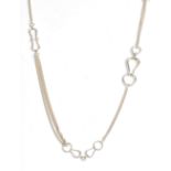 A Hermes silver necklace, in a curb, decorated bar and loop shaped design, detailed Hermes AG925,