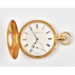 An 18ct gold cased keyless wind, half hunting cased gentleman's pocket watch,