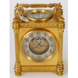 A French gilt brass carriage clock,