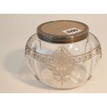 A French silver lidded glass bowl and cover,