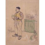 Jean-Francois Raffaelli (French, 1850-1924), Le Bonhomme venant de peindre sa barrière,