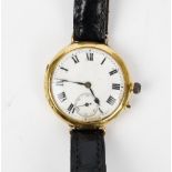 An 18ct gold circular cased ladies wristwatch, the jeweled lever movement detailed S & Co.