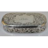 A Victorian silver hinge lidded snuff box,