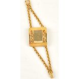 A Gubelin Swiss Golden-Time gold rectangular cased ladies bracelet wristwatch,