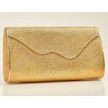 A lady's gold clutch bag of interwoven curved rectangular form,