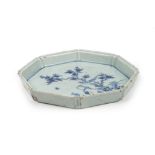 A Chinese blue and white octagonal stand, probably 18th century,