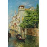 Follower of Rubens Santoro, A Quiet Canal, oil on canvas, 51 x 33cm (unframed).