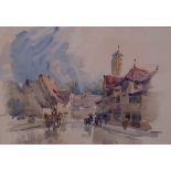 Attributed to Conrad Carelli (British, 1869-1956), A Continental street scene, watercolour,