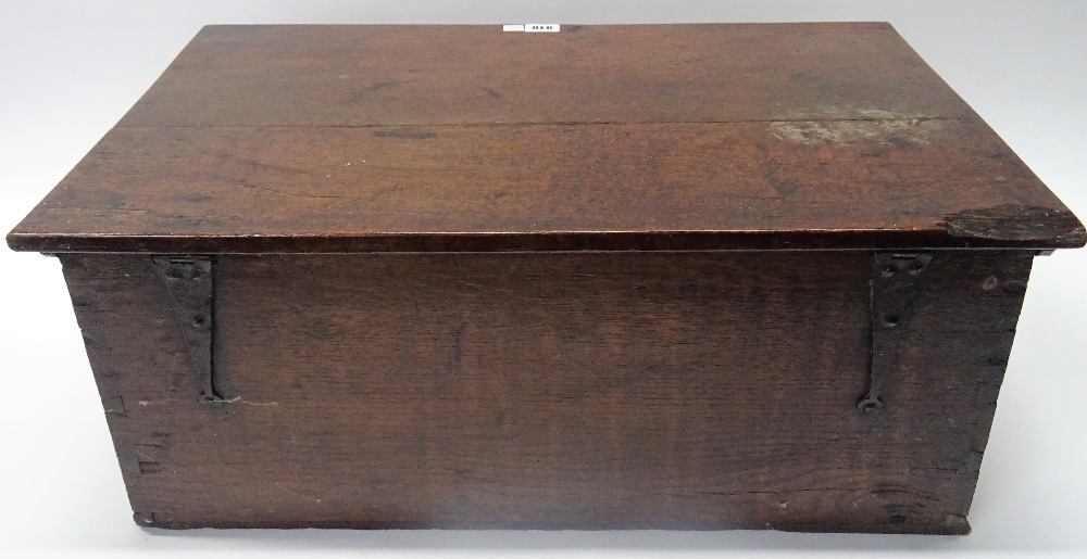 An 18th century oak bible box of plain plank construction, 63cm wide x 25cm high. - Image 3 of 9