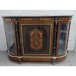 A Victorian figured walnut, ebonised and gilt metal mounted credenza,
