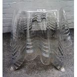 20th century design, a press moulded clear Perspex occasional table, formed as a table cloth,