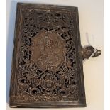 A silver rectangular book binding, 19th century, of Italian style,