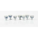 Seven Chinese Transitional blue and white stemcups from the Hatcher Cargo, circa 1643,