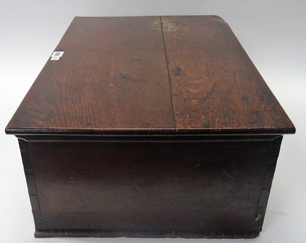 An 18th century oak bible box of plain plank construction, 63cm wide x 25cm high. - Image 4 of 9