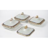 Three Chinese export rectangular tureens and four covers, circa 1800,