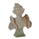 A French Art Nouveau glazed pottery bust of a lady, numbered 801,