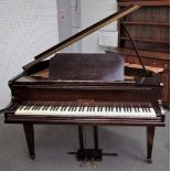 Spencer London, a mahogany iron framed over strung baby grand piano, on tapering square supports,