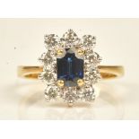 A gold, sapphire and diamond eleven stone cluster ring,